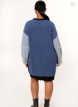 Load image into Gallery viewer, Denim Contrast Sweater Dress