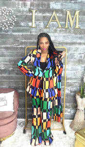 Ms. Color Block 2 Piece Suit