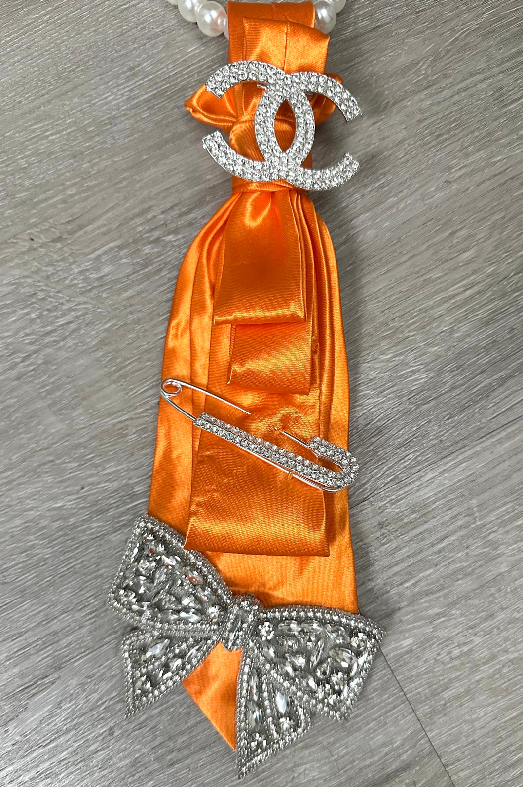 Orange Radiant Flame Tie Necklace