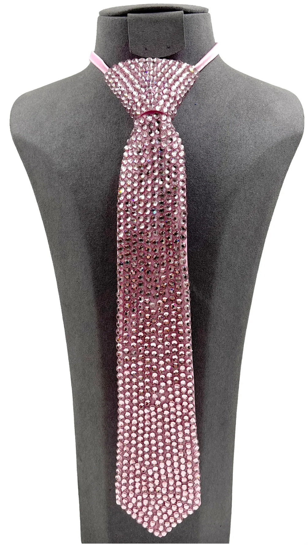 💎 Pink Power Rhinestone Tie Necklace
