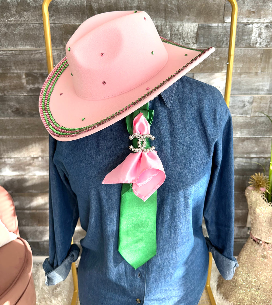 Pink and Green Rodeo Rhinestone Royalty Hat