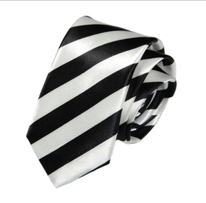 ⚫⚪ Classic Black & White Striped Tie/Necklace