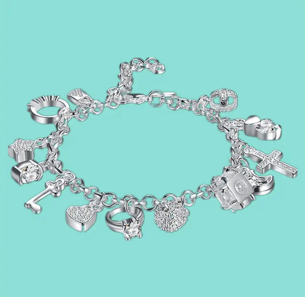 Sterling silver charm bracelet