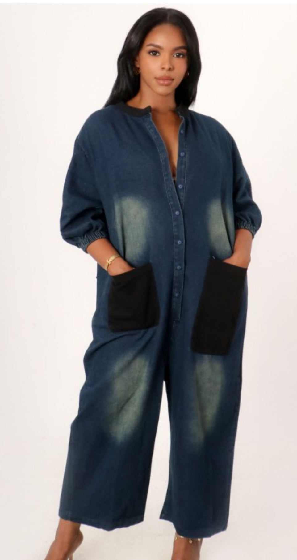 Midnight Contrast Denim Jumpsuit