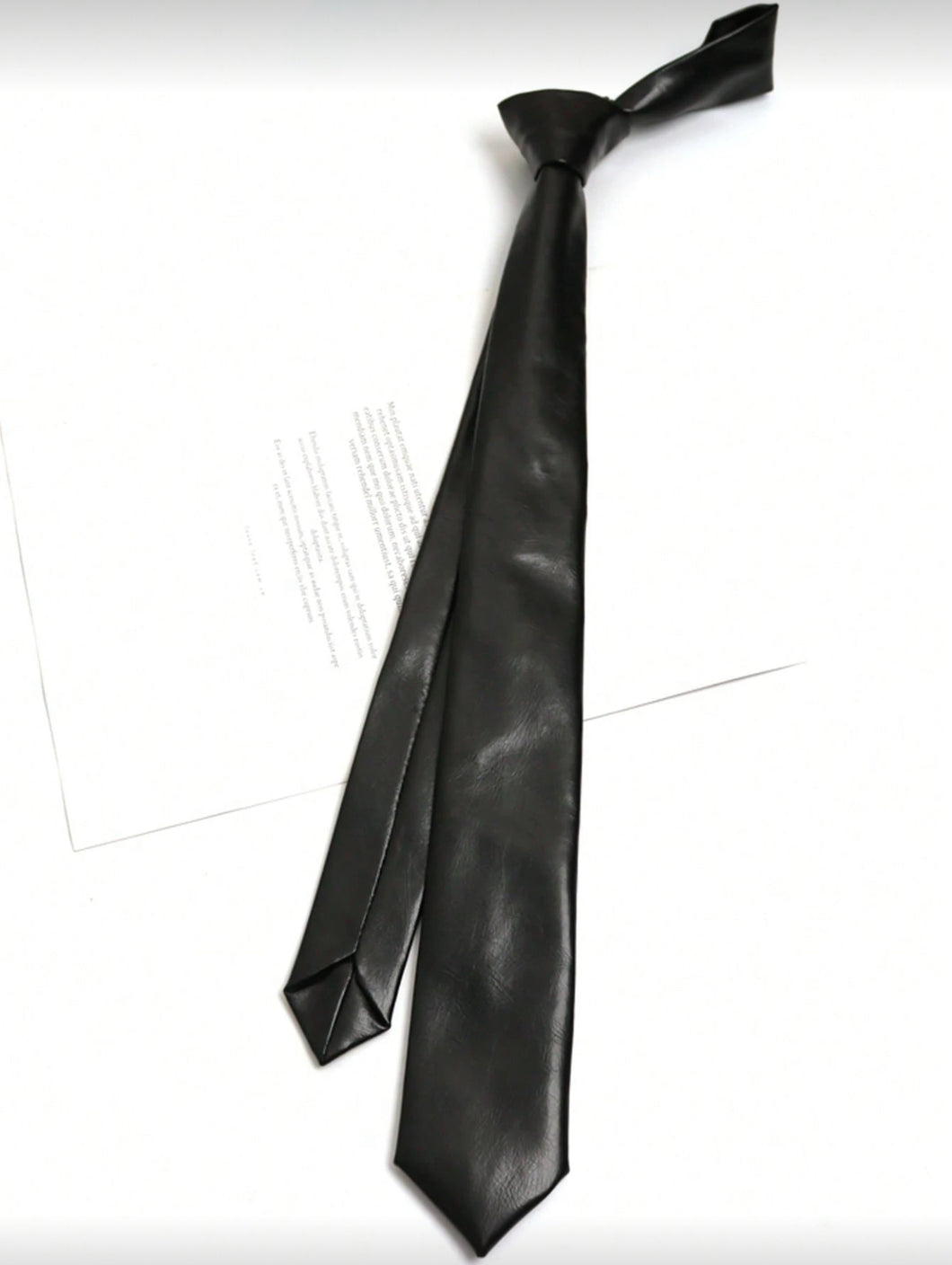 Black leather Tie Necklace