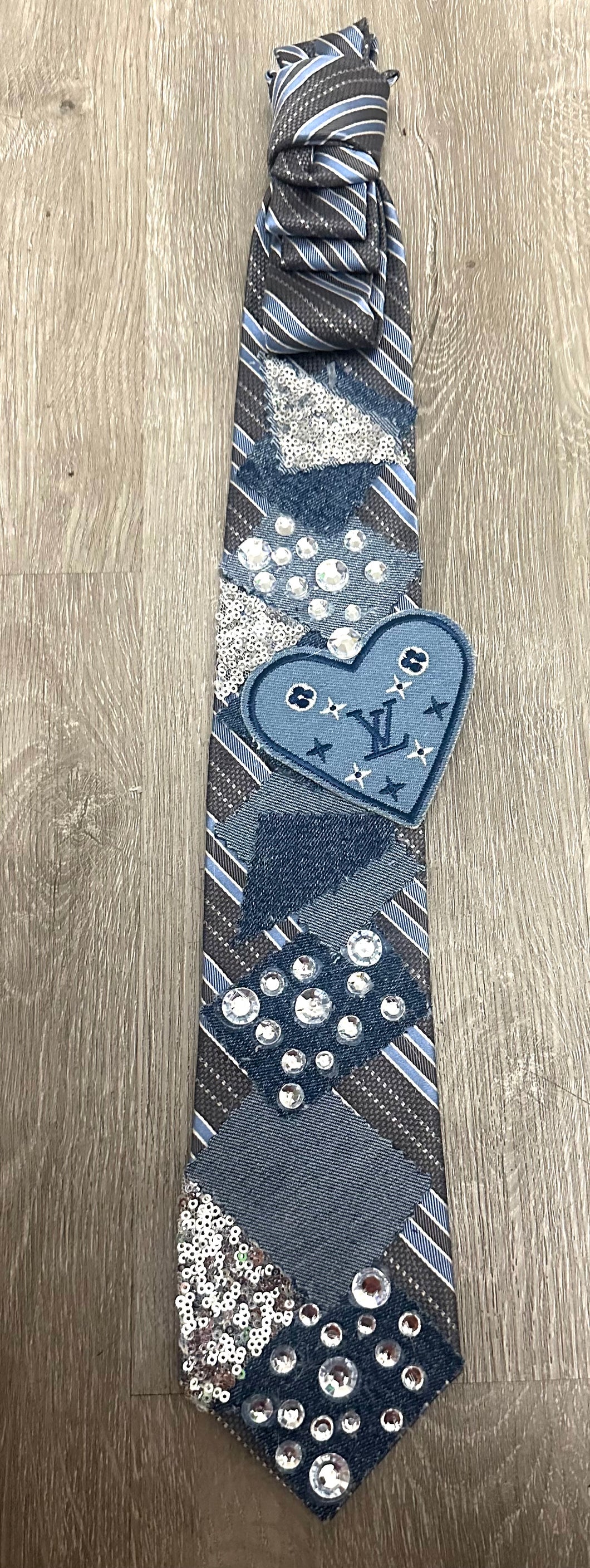 Denim Heart Luxe Tie/Necklace