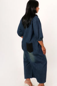 Midnight Contrast Denim Jumpsuit