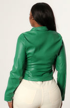 Load image into Gallery viewer, “Bossed Up in Green” Faux Leather Shirt
