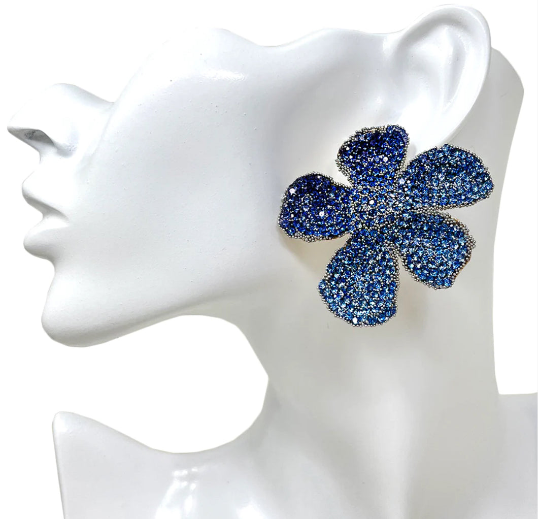 Ms. Spring into Action Blue Rhinestone Earrings