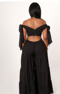 Midnight Elegance Off-Shoulder Jumpsuit