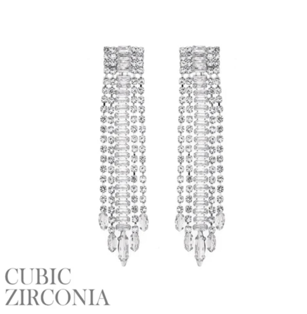 Crystal Cascade Glam Earrings