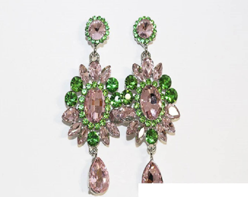 Ms. Pinky Rhinestone Earrings
