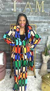 Ms. Color Block 2 Piece Suit