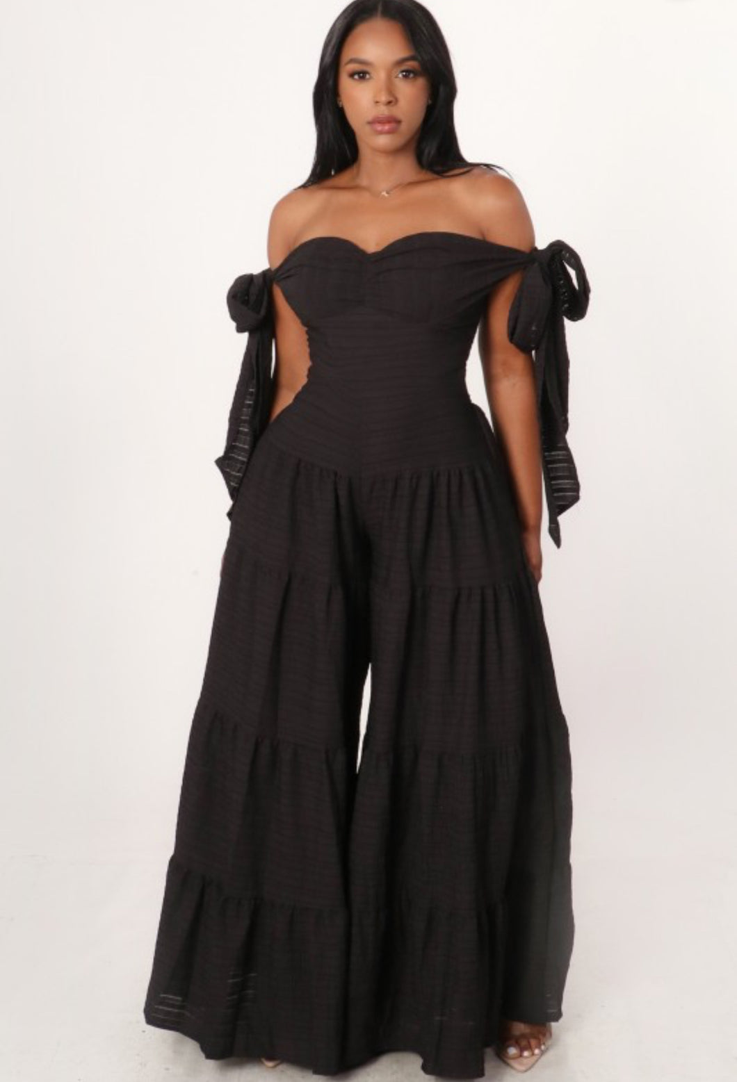 Midnight Elegance Off-Shoulder Jumpsuit
