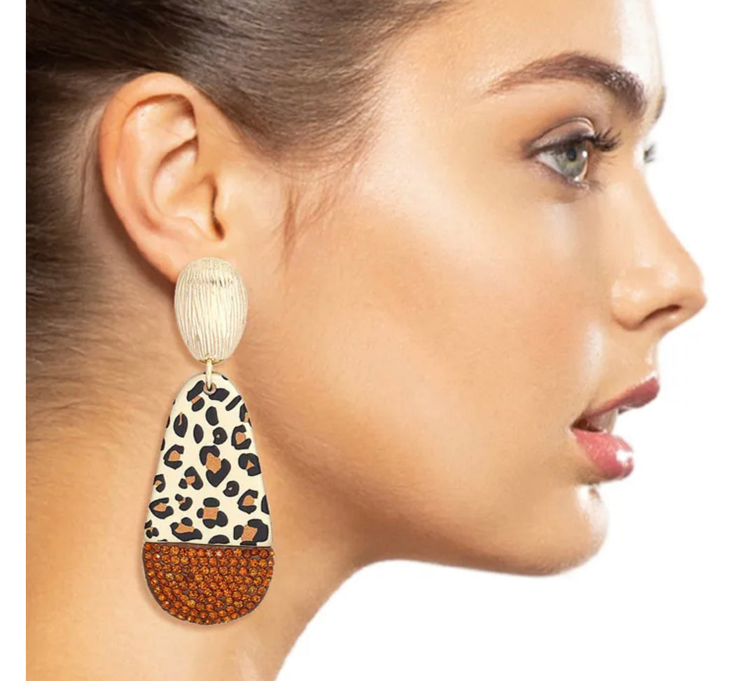 Ms. Leopard Rhinestone Earrings