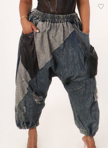 Patchwork Statement Denim Joggers