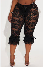 Load image into Gallery viewer, Midnight Lace Ruffle Capri Pants
