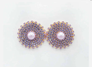 Ms. Pearl & Lavender Rhinestone Earrings