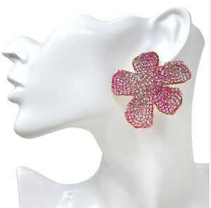 Ms. Spring into Action Pink Rhinestone Earrings