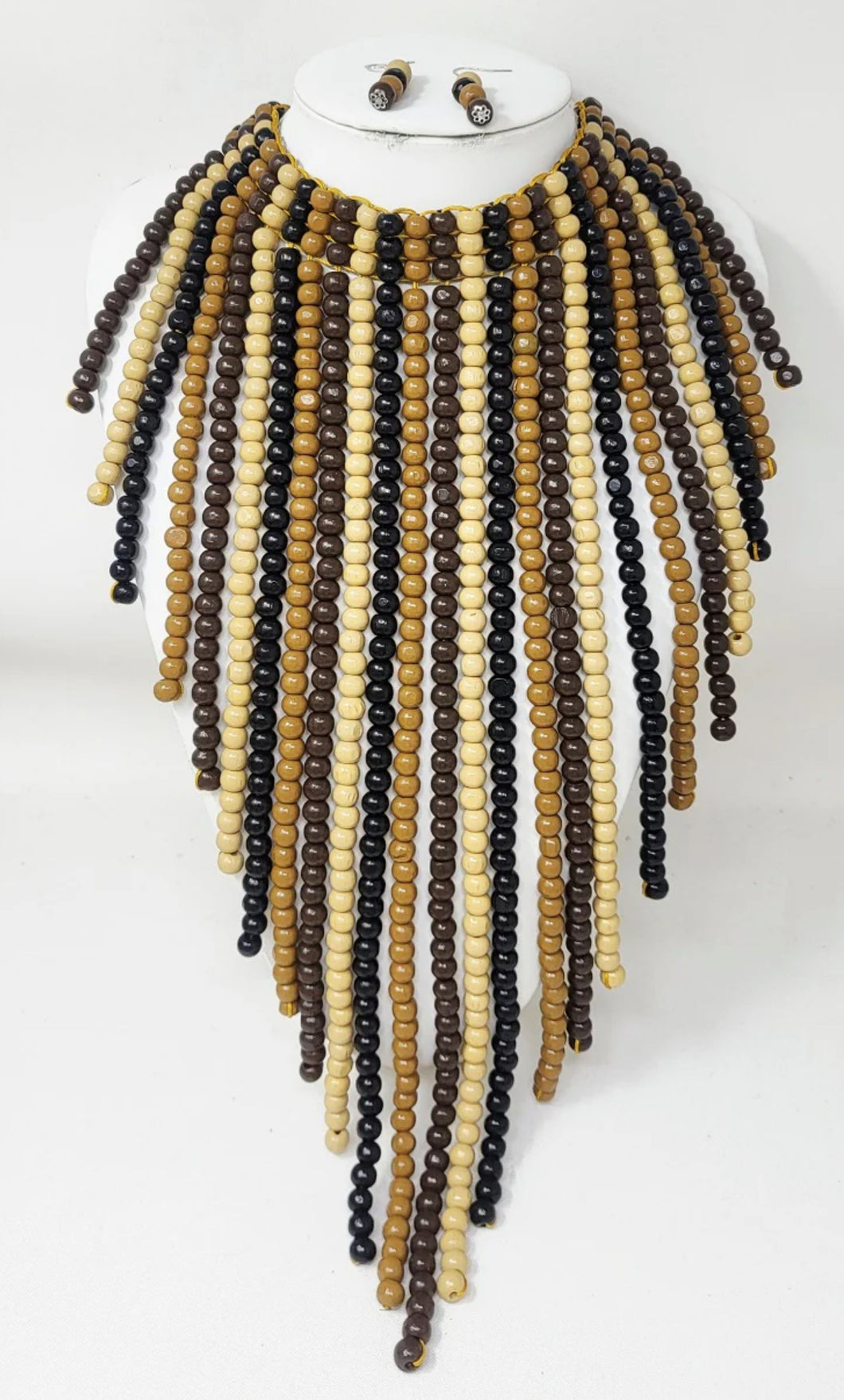 🌿 Earth Tones Majesty Necklace Beaded Set