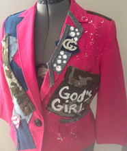Load image into Gallery viewer, God Don’t Play About Me Custom Army Pink Blazer
