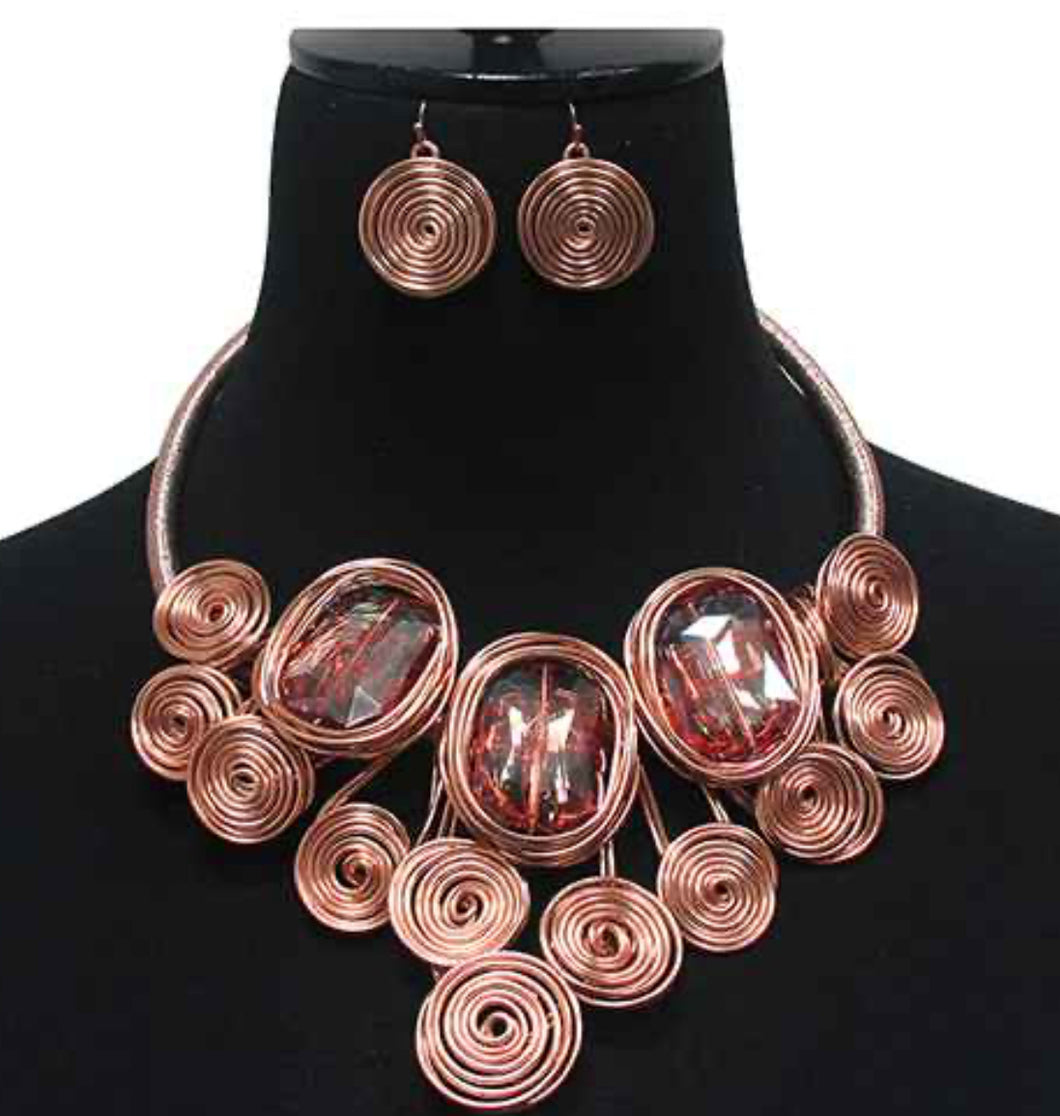 Copper Spiral Majesty Necklace Set