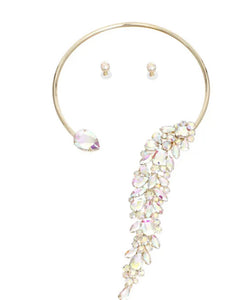 Ms. Open Drop Rhinestone Necklace (AB)