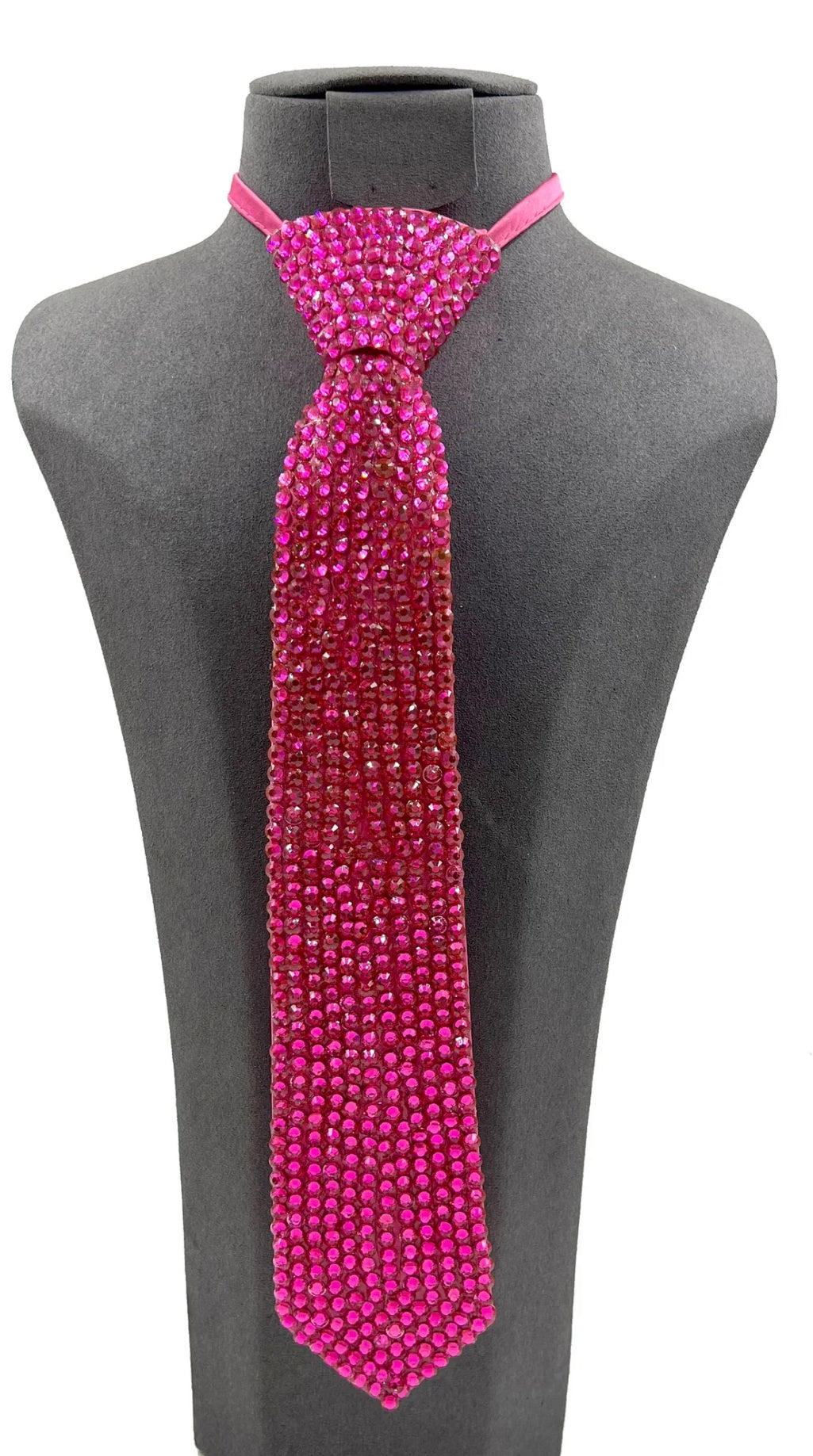 💖 Fierce Fuchsia Rhinestone Tie Necklace