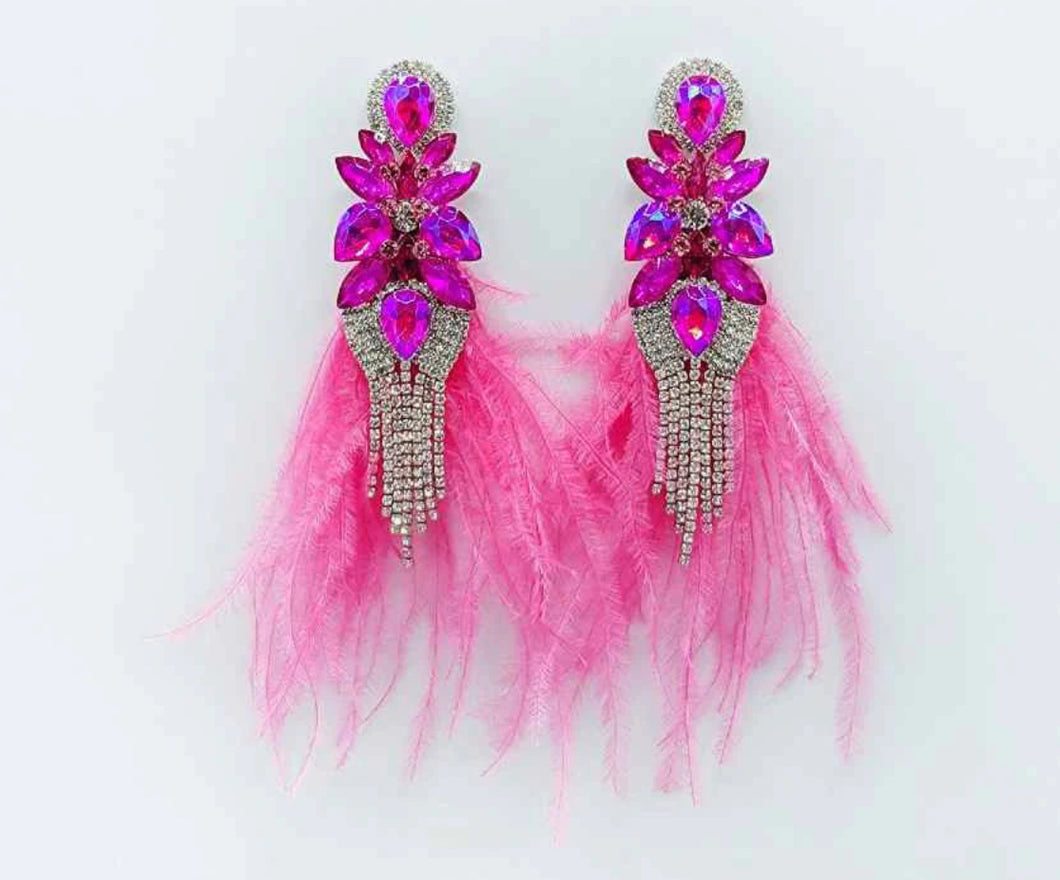 Ms. Fancy Feathers (pink) earrings