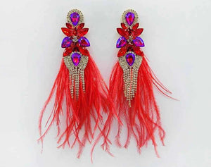 Ms. Fancy Feather Earrings (red)