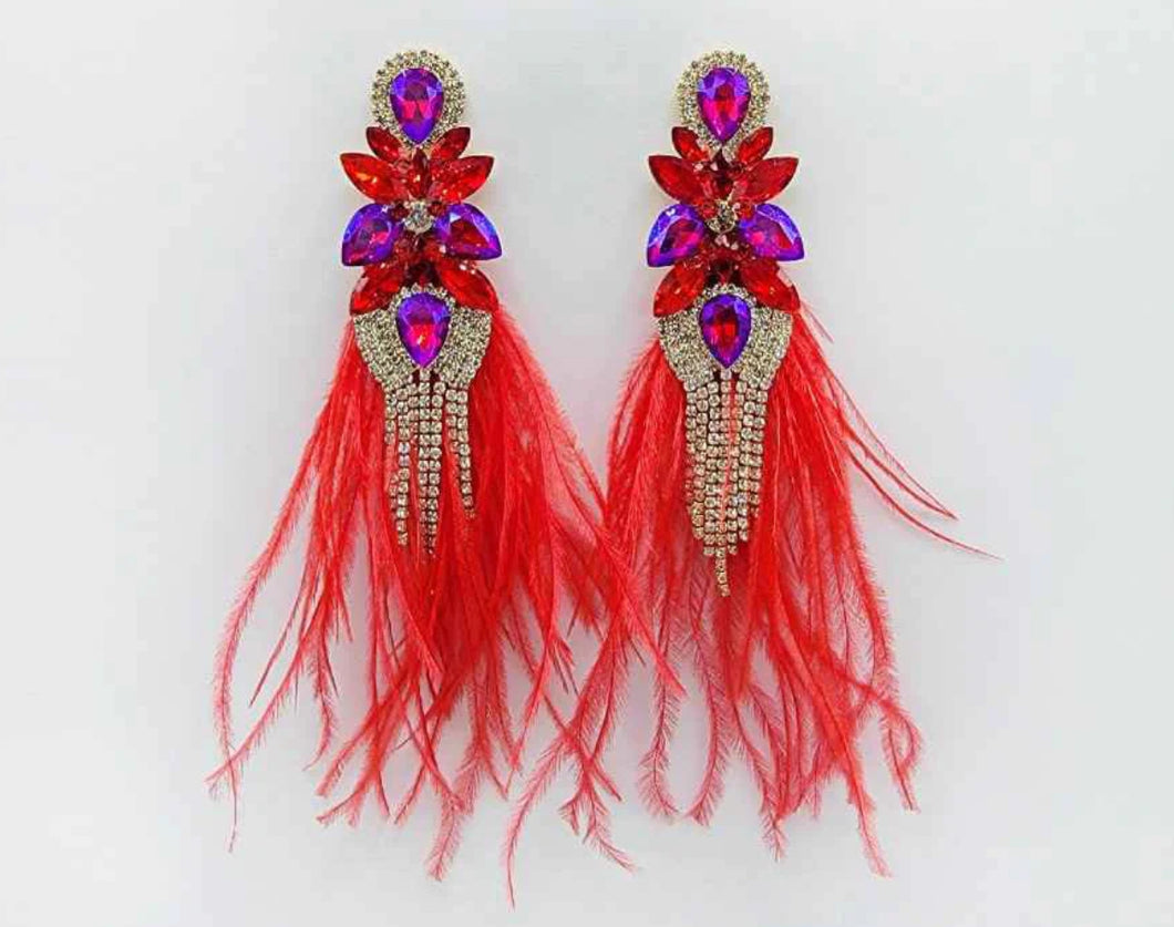 Ms. Fancy Feather Earrings (red)