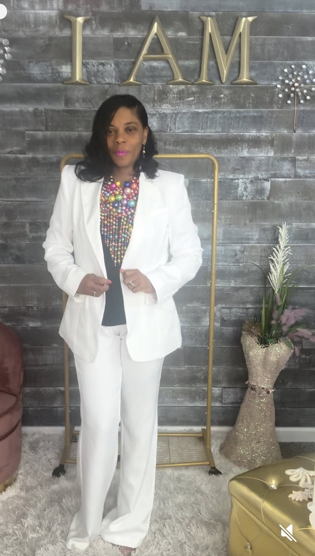 Ms. Tux white 2 piece suit
