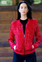 Load image into Gallery viewer, Ms. Royal Red Sequin Jacket (plus size only)
