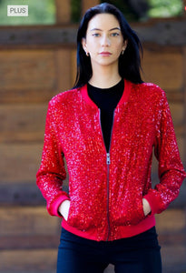 Ms. Royal Red Sequin Jacket (plus size only)