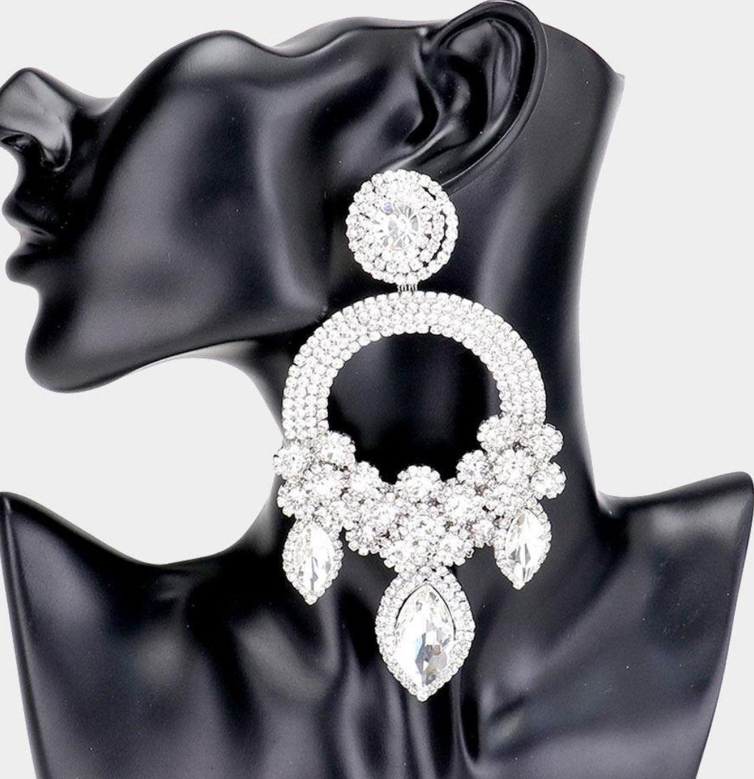 “Crystal Halo Luxe Drop Earrings”