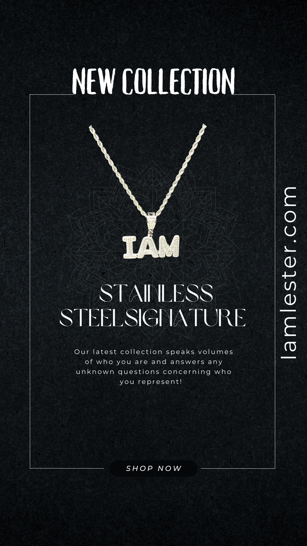 Get your I AM stainless steel custom statement necklace today!