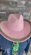Load and play video in Gallery viewer, Pink and Green Rodeo Rhinestone Royalty Hat
