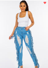 Load image into Gallery viewer, Ms. Fringe Distressed Jeans
